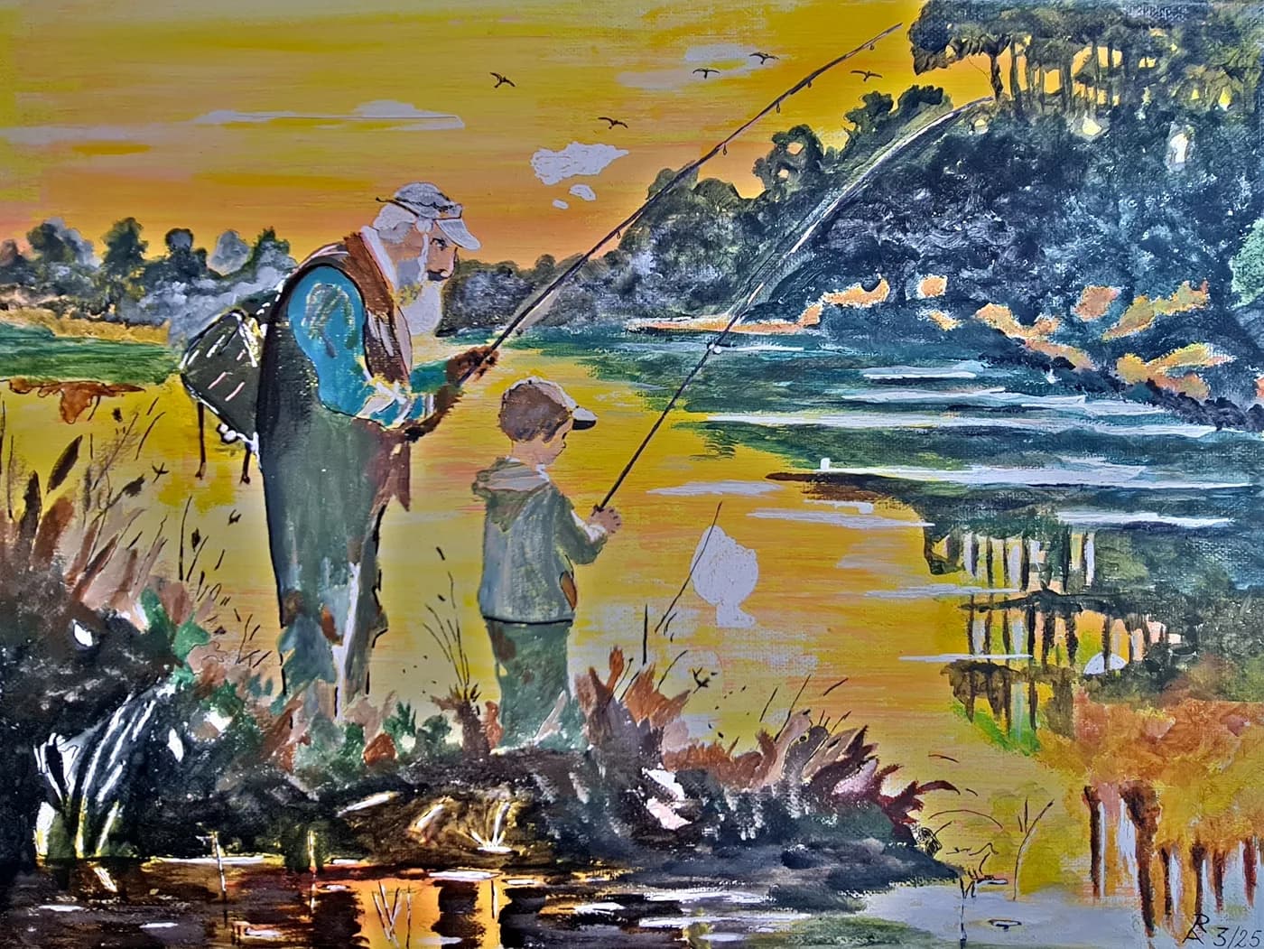 Angler im Abendlicht — Arnold Rauchnagl