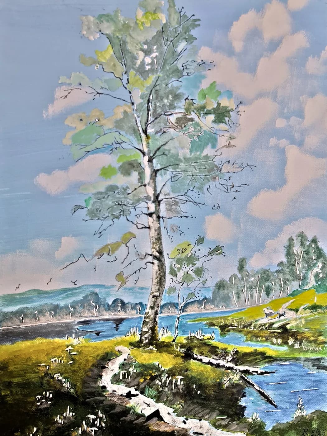 Birke am stillen Wasser — Arnold Rauchnagl
