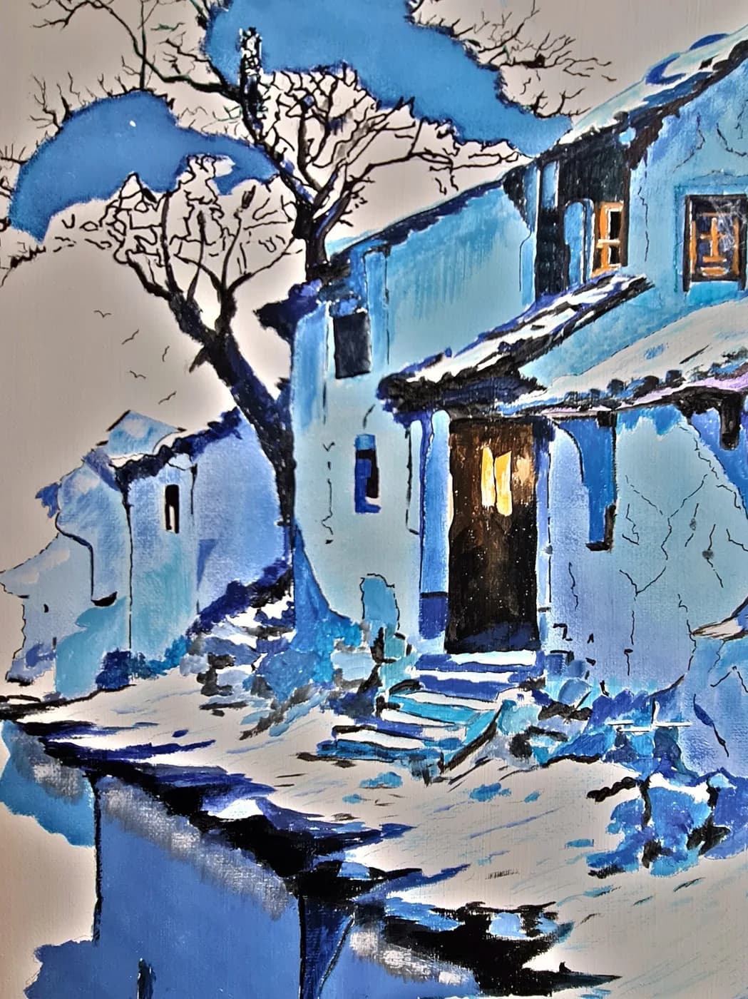 Blaues Haus im Winter — Arnold Rauchnagl