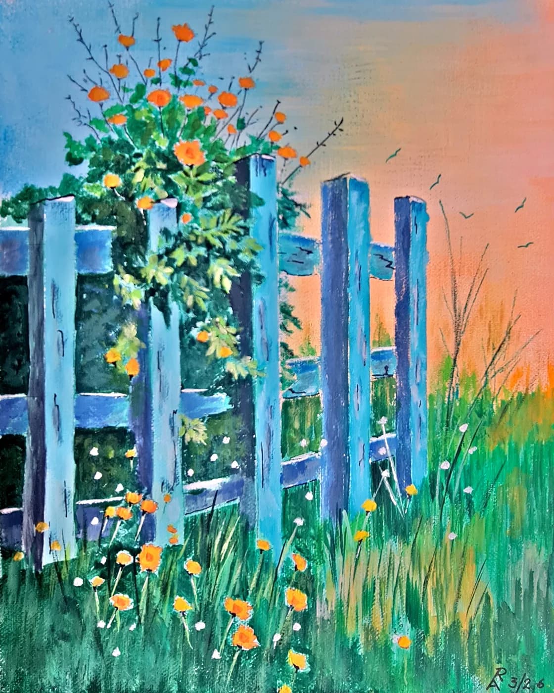 Blüten am blauen Zaun — Arnold Rauchnagl
