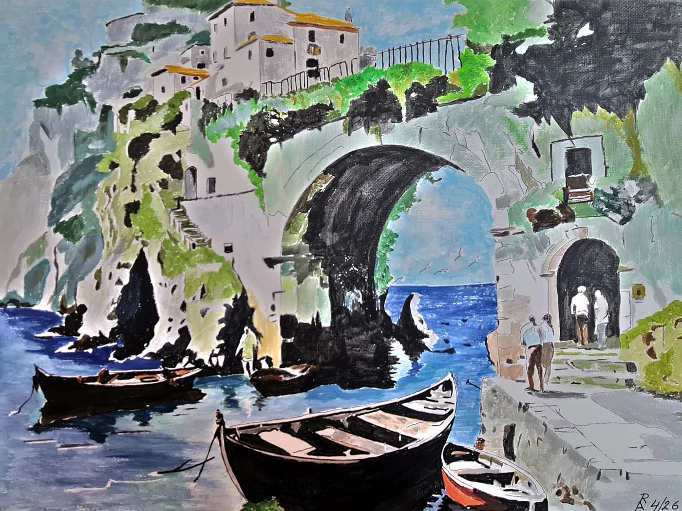 Boote unter der Steinbrücke — Arnold Rauchnagl