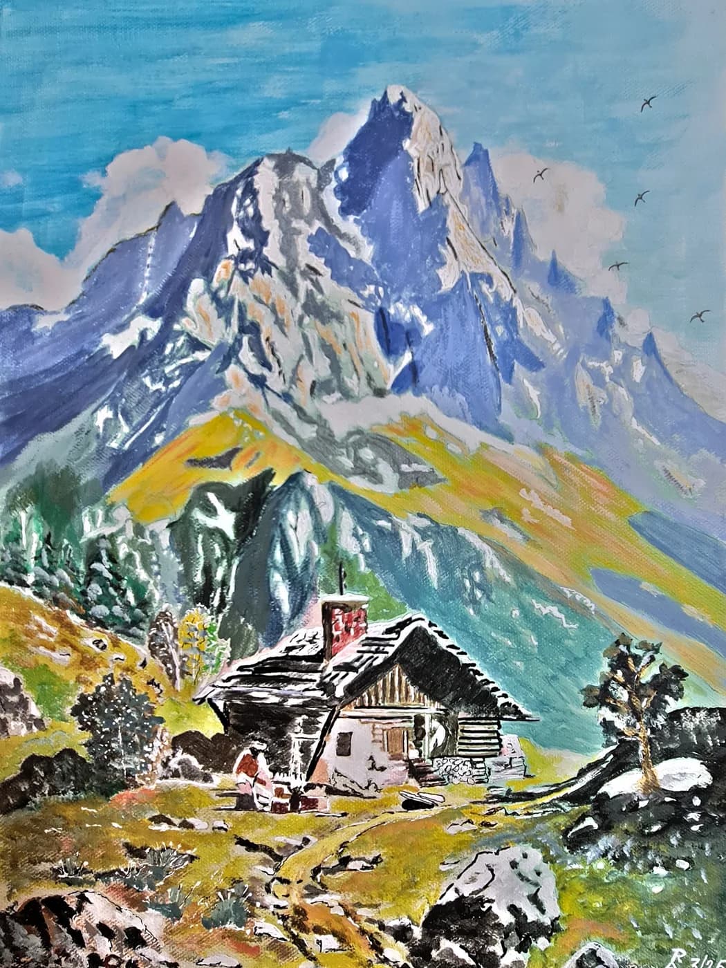 Hütte unter schroffen Gipfeln — Arnold Rauchnagl