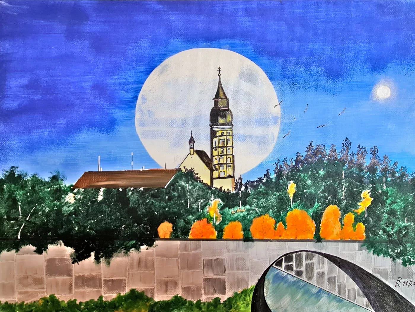 Mond über dem Kirchturm — Arnold Rauchnagl