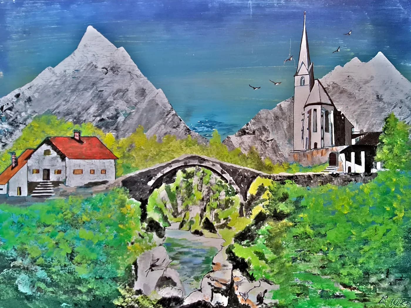 Steinbrücke zwischen Alpengipfeln — Arnold Rauchnagl