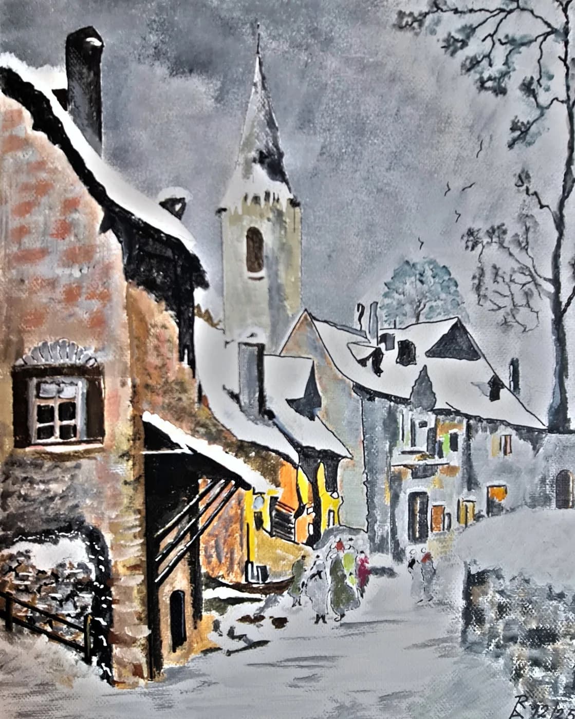 Wintergasse im Abendlicht — Arnold Rauchnagl