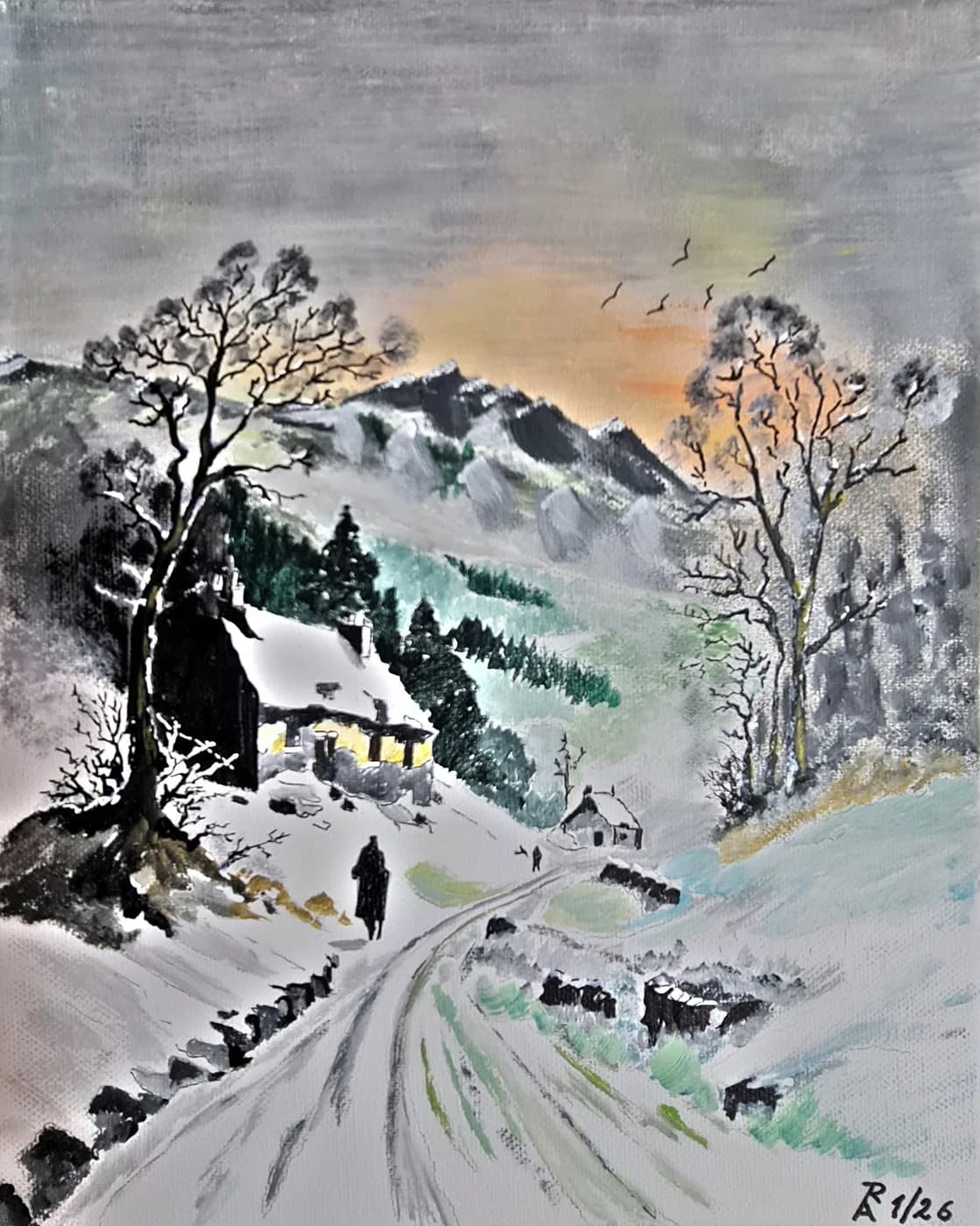 Winterweg im Abendlicht — Arnold Rauchnagl